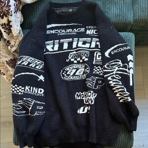 Black Graphic Knit Sweater